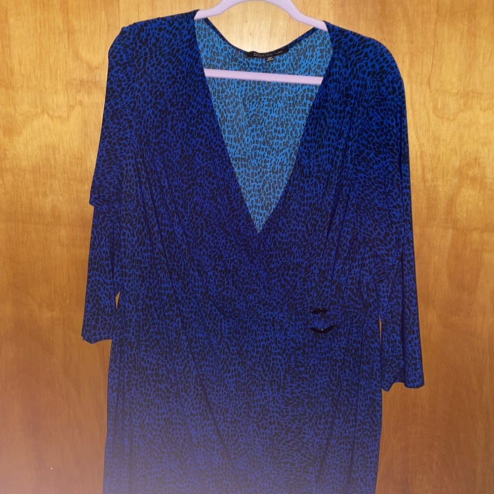 Jones New York blue leopard mini dress